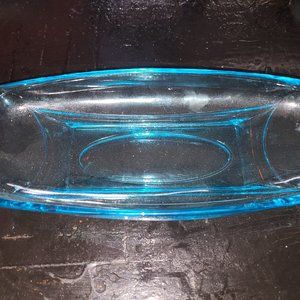 Aqua Blue Glass butterdish